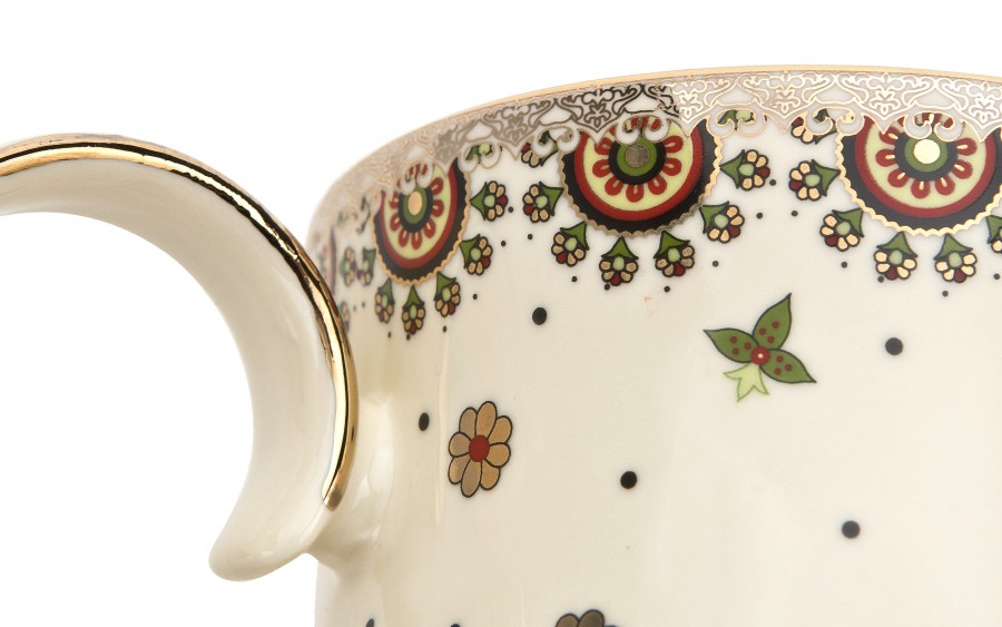 Kubek 450 ml Casablanca DUO, porcelana śmietankowa ze złoceniem