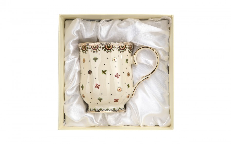 Kubek 450 ml Casablanca DUO, porcelana śmietankowa ze złoceniem