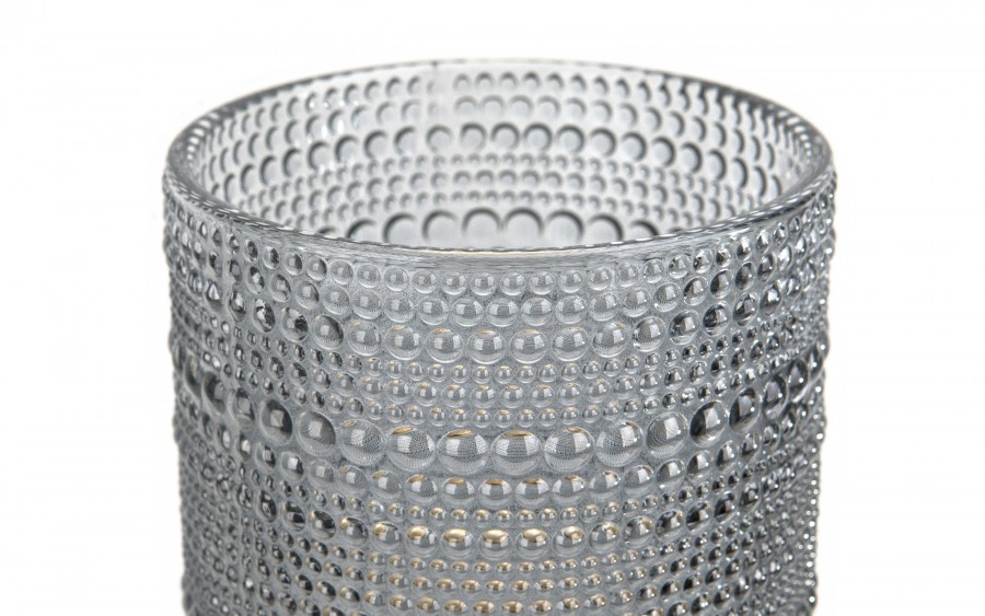 Kielichowy świecznik szklany Dekor-Pap CX0919, szaro złoty, 36 cm, elegancka dekoracja wnętrz