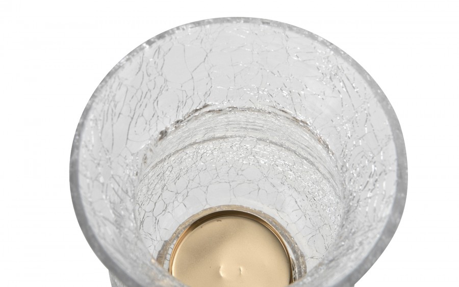 Kielich świecznik szklany Dekor-Pap CX0926 13x13x20 cm przeźroczysty złoty glamour elegancka dekoracja stołu i salonu