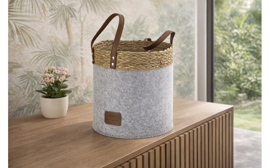 Kosz filcowy dekoracyjny 248x28x28 cm AMPARO 7126 MONDEX szary z trawą morską