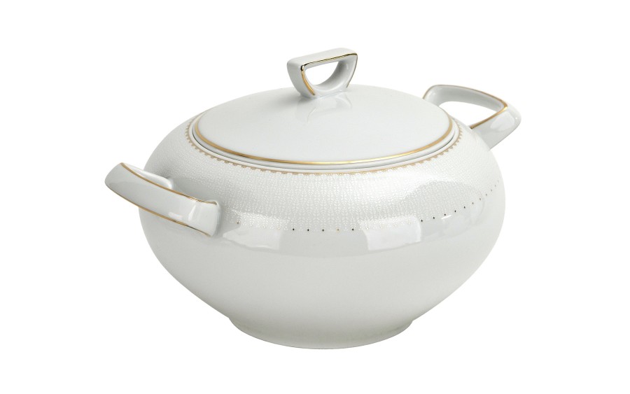 Waza porcelanowa 3L Chodzież Bella biała złota elegancka luksusowa
