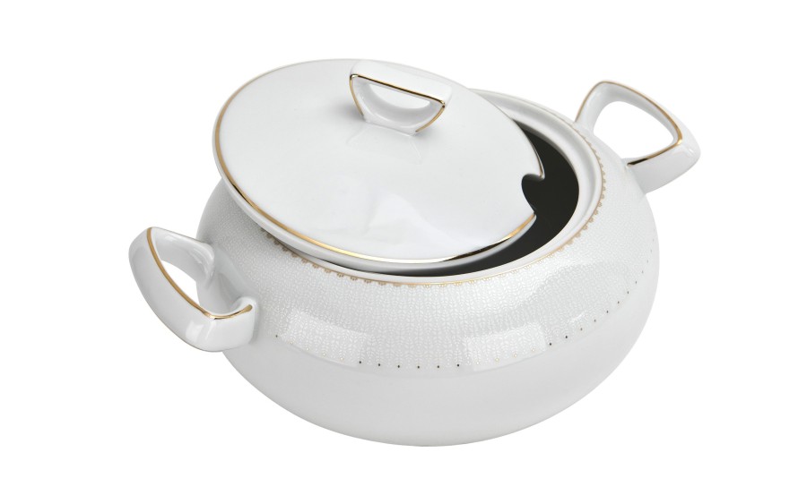 Waza porcelanowa 3L Chodzież Bella biała złota elegancka luksusowa