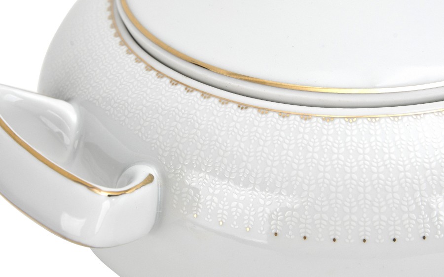 Waza porcelanowa 3L Chodzież Bella biała złota elegancka luksusowa
