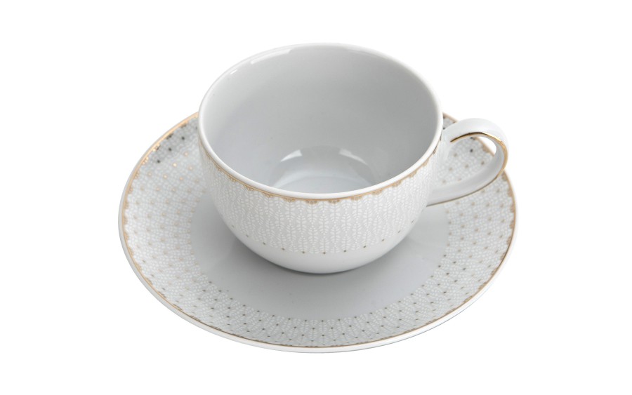 Serwis kawowy 12 osób Chodzież Bella porcelana złota elegancka
