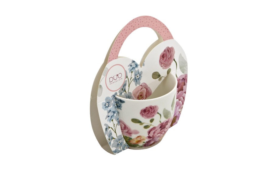 Kubek porcelanowy 460 ml June w koszyczku