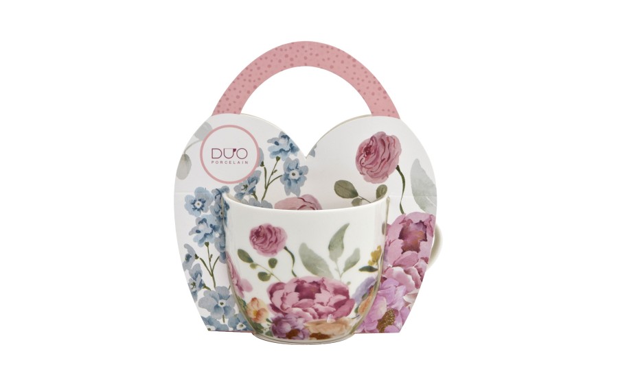 Kubek porcelanowy 460 ml June w koszyczku