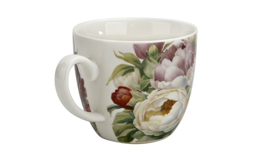 Kubek porcelanowy 460 ml Piwonie w koszyczku