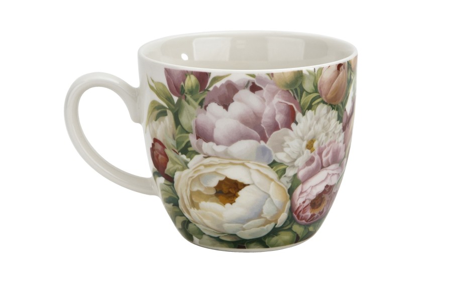 Kubek porcelanowy 460 ml Piwonie w koszyczku