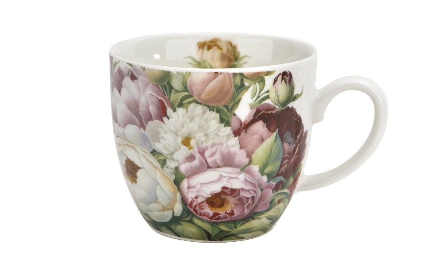 Kubek porcelanowy 460 ml Piwonie w koszyczku