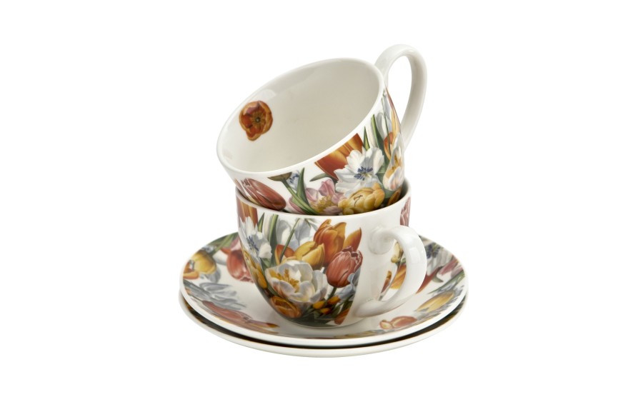 Komplet 2 filiżanek 270 ml + spodki Tulipany