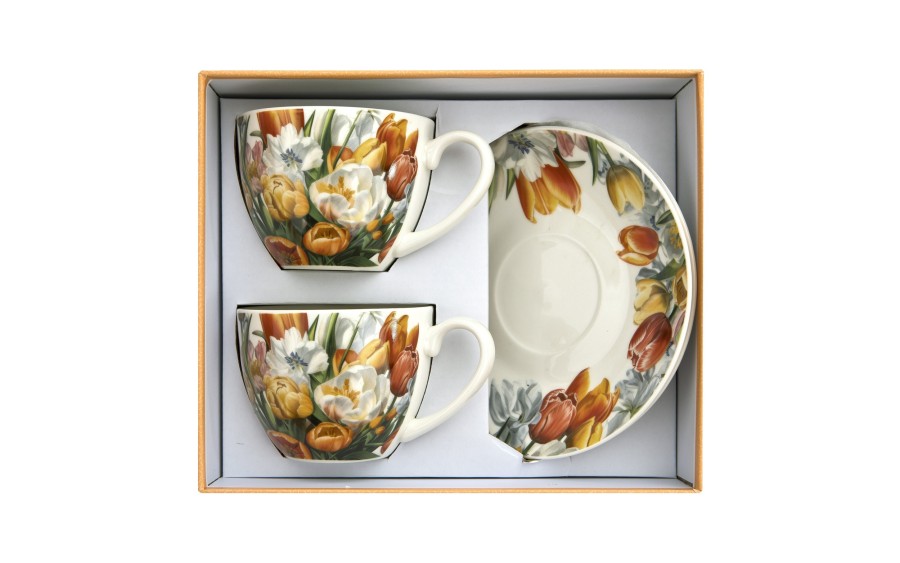 Komplet 2 filiżanek 270 ml + spodki Tulipany