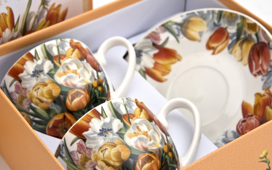 Komplet 2 filiżanek 270 ml + spodki Tulipany