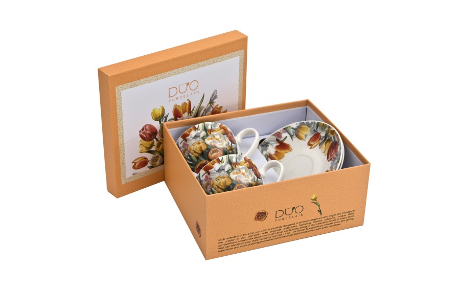 Komplet 2 filiżanek 270 ml + spodki Tulipany
