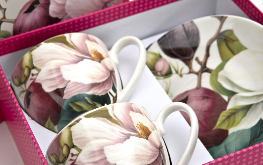 Komplet 2 filiżanek 270 ml + spodki Magnolie