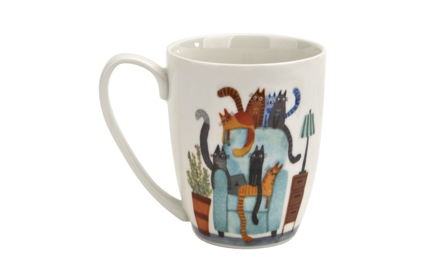 Komplet 4 kubków porcelanowych 360 ml Koci Świat II