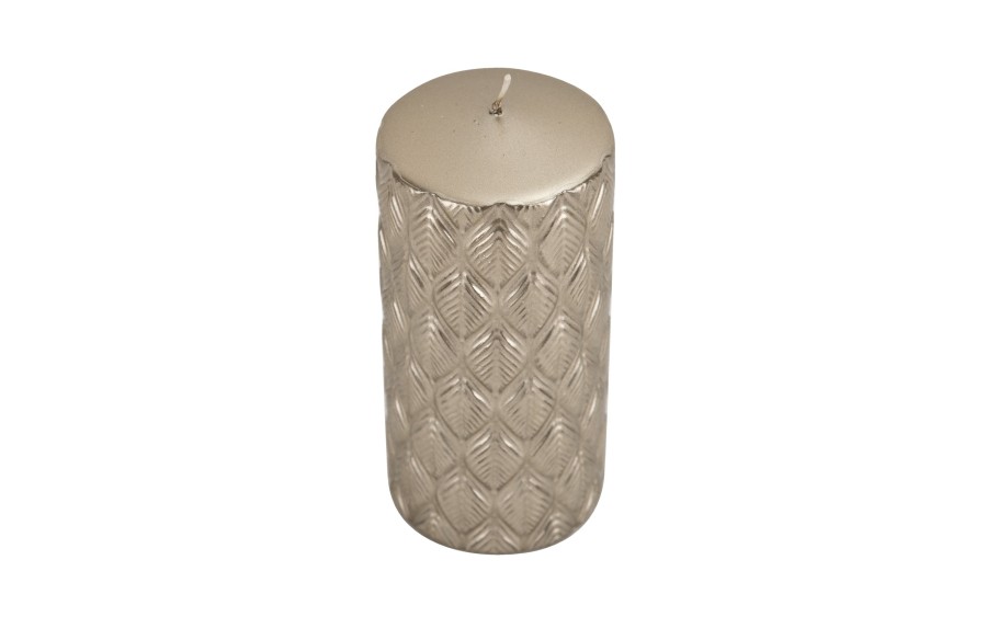 Świeca pieńkowa 15 cm Willow beżowy metalik