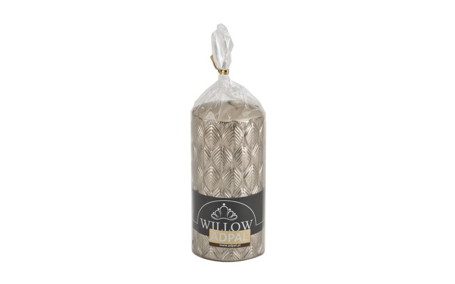Świeca pieńkowa 15 cm Willow beżowy metalik