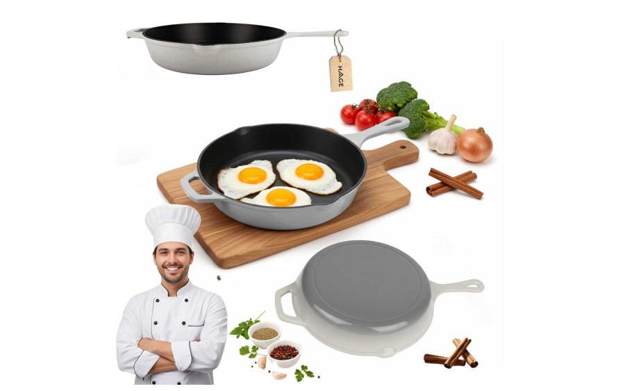 Patelnia żeliwna emaliowana 26 cm szara DR10 INDUKCJA PIEKARNIK GAZ