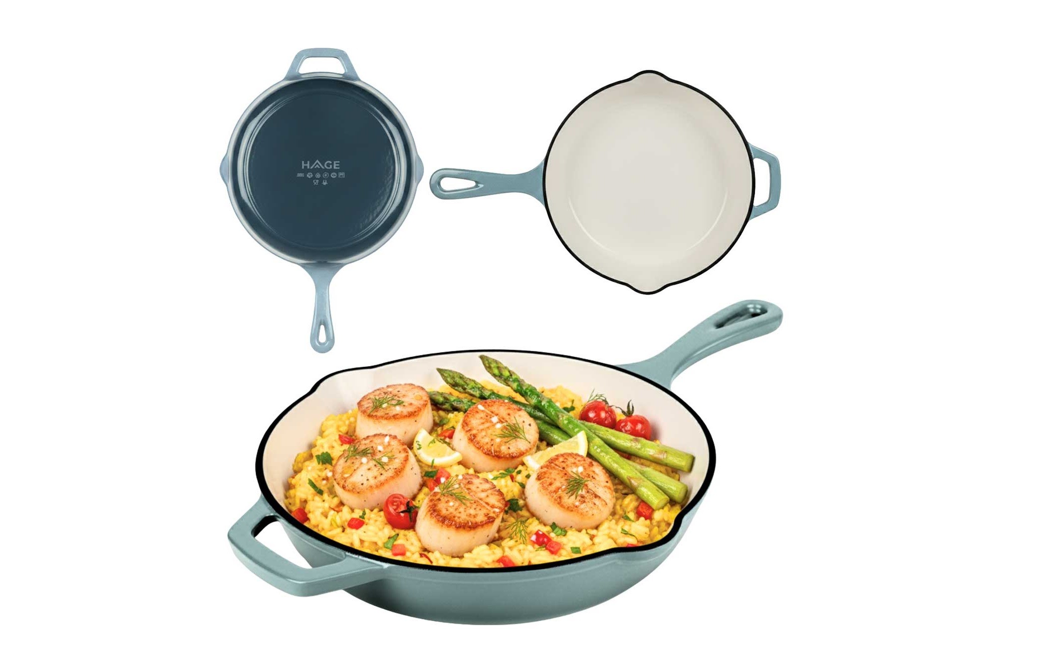 Patelnia żeliwna emaliowana 26 cm sea salt DR10 INDUKCJA PIEKARNIK GAZ
