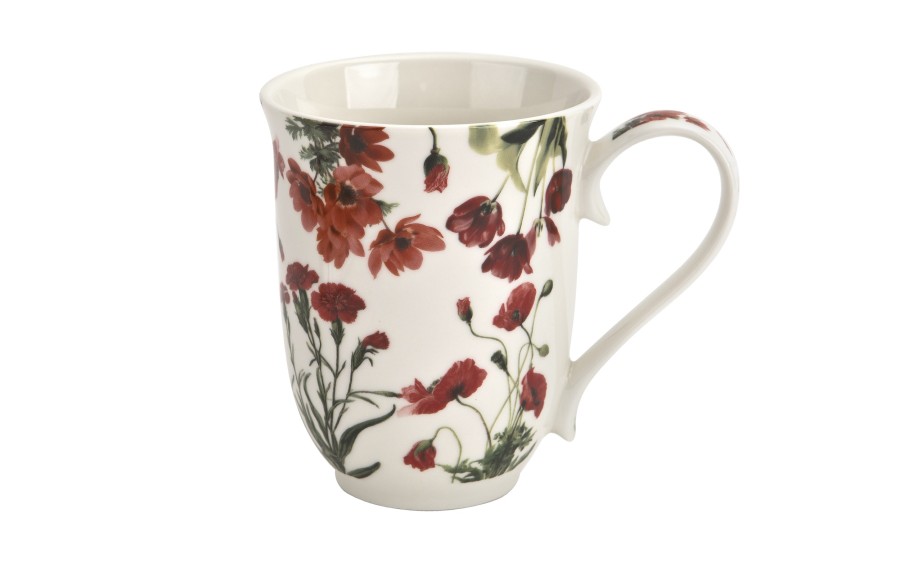 Kubek porcelanowy 460 ml CZERWONE KWIATY vintage w pudełku prezentowym Spring in Bloom