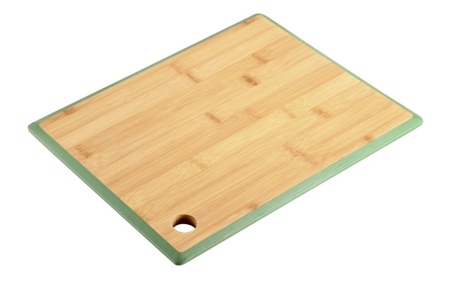 Deska do krojenia 27x19 cm z zieloną krawędzią  bambus KESPER 58271