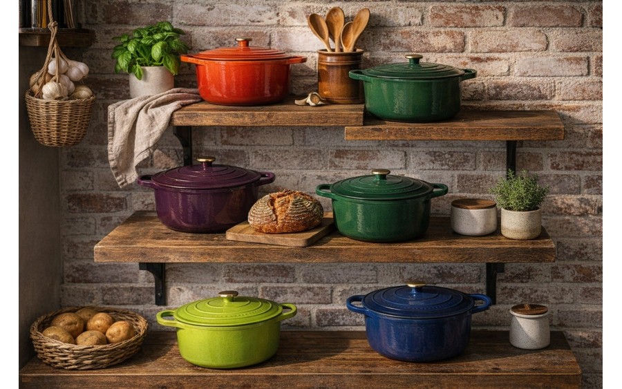 Garnek żeliwny emaliowany 5L 26 cm miętowy indukcja piekarnik elegancki garnek kuchenny