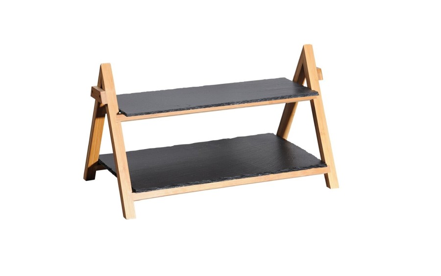 Etażerka, 2 poziomy, 45 x 27 x 24 cm, łupek/bambus KESPER 38118