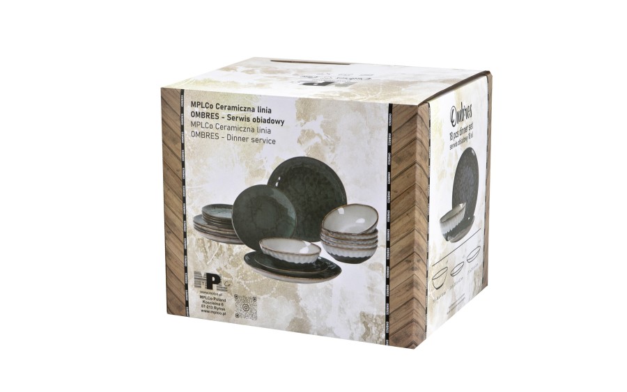 Serwis obiadowy ceramiczny OMBRES 18 el. zielono-szary MPLCO