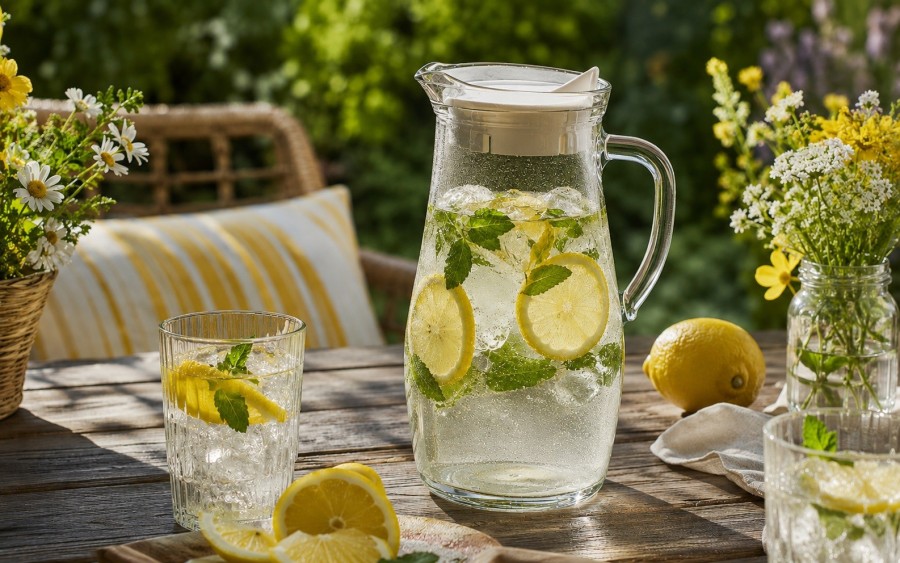 Dzbanek szklany z pokrywką GLASMARK 1,5 L – idealny na letnie spotkania i codzienne serwowanie napojów