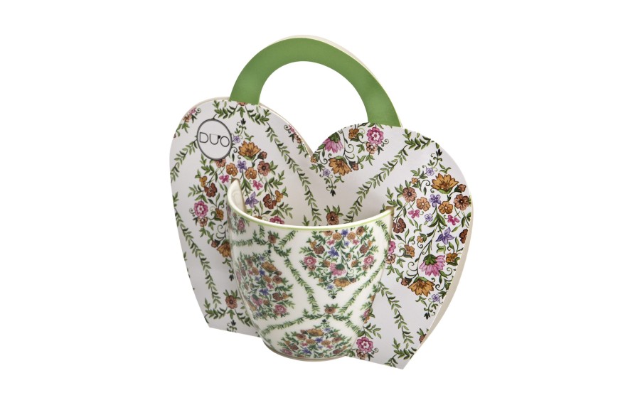 Kubek porcelanowy 460 ml Fiori w koszyczku