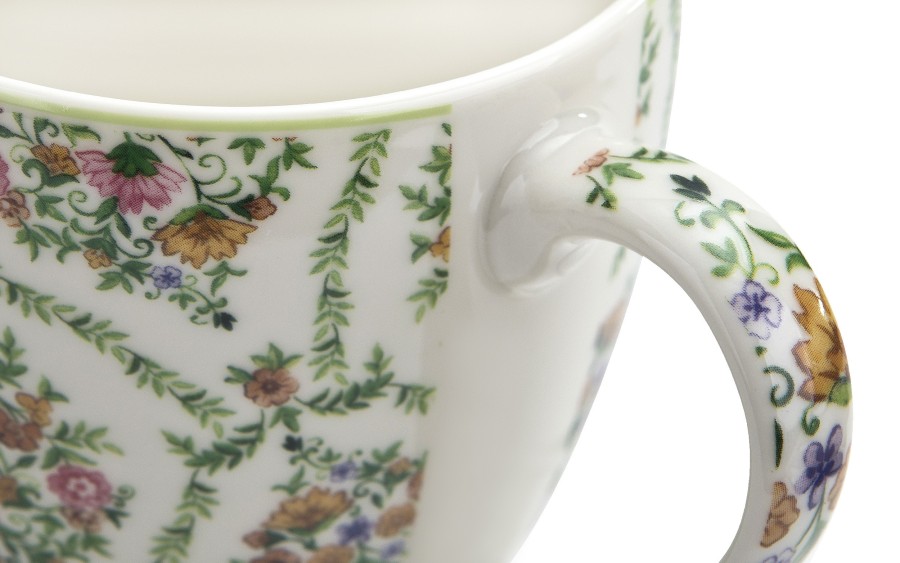 Kubek porcelanowy 460 ml Fiori w koszyczku