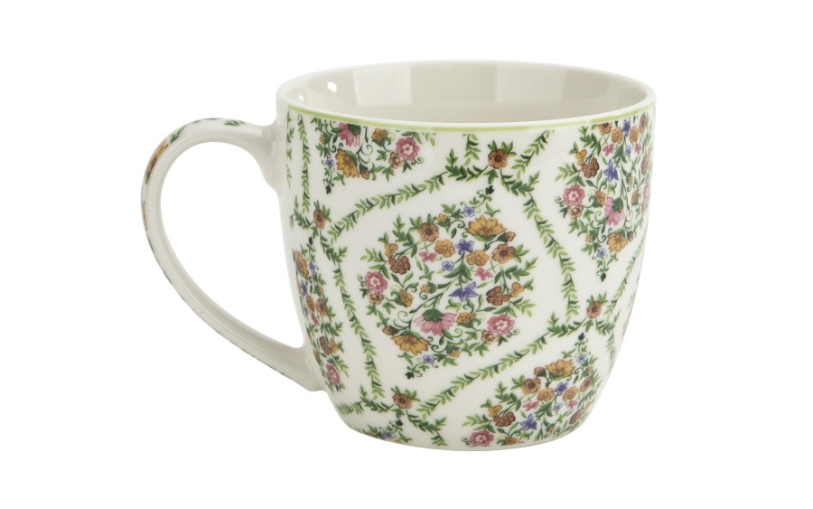 Kubek porcelanowy 460 ml Fiori w koszyczku