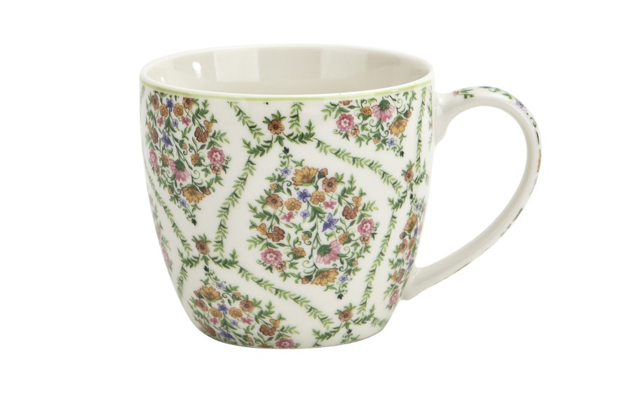 Kubek porcelanowy 460 ml Fiori w koszyczku