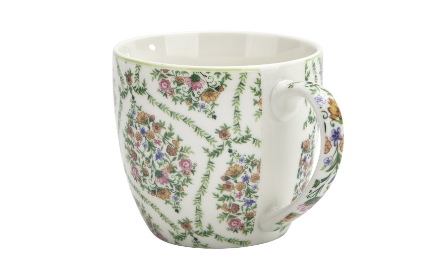 Kubek porcelanowy 460 ml Fiori w koszyczku