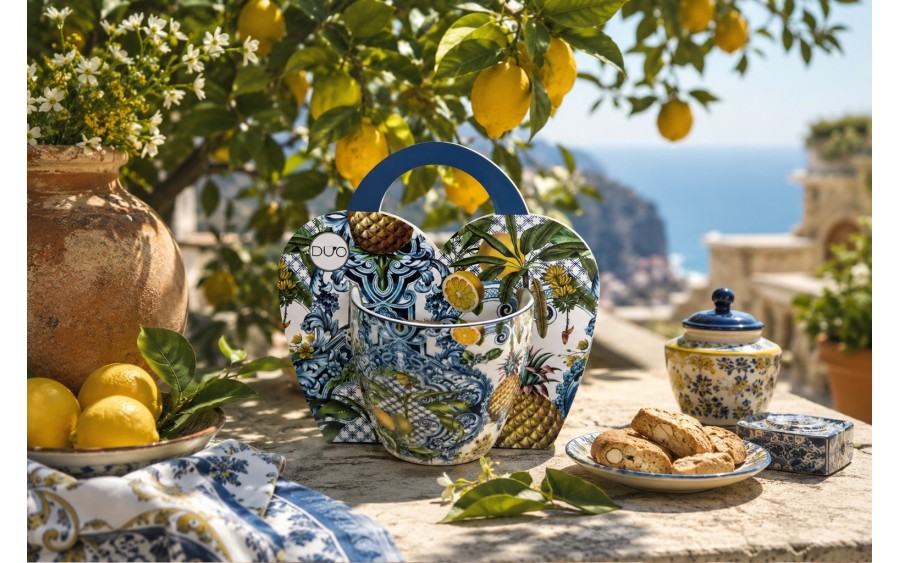 Kubek porcelanowy 460 ml Soledad w koszyczku