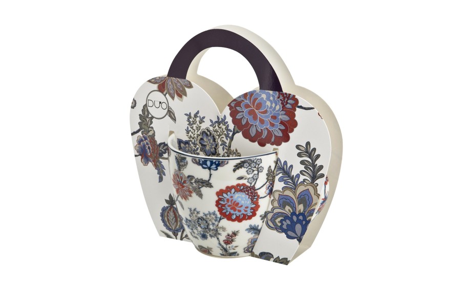 Kubek porcelanowy 460 ml Sahat White w koszyczku