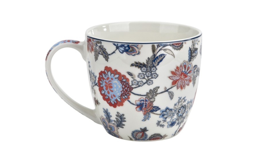 Kubek porcelanowy 460 ml Sahat White w koszyczku