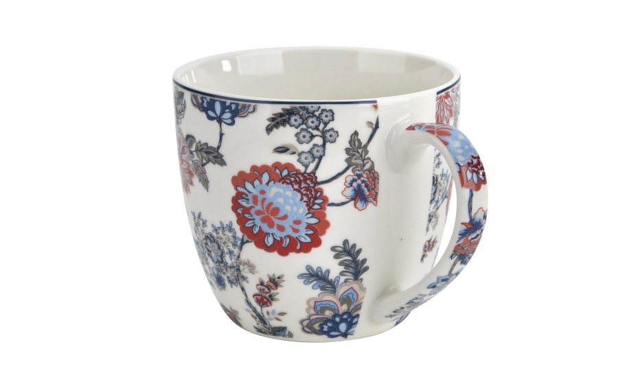 Kubek porcelanowy 460 ml Sahat White w koszyczku