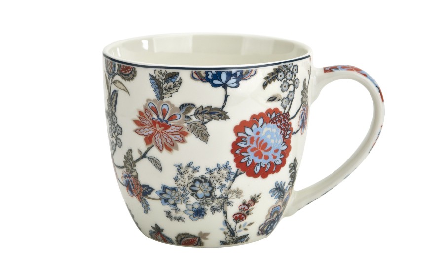 Kubek porcelanowy 460 ml Sahat White w koszyczku