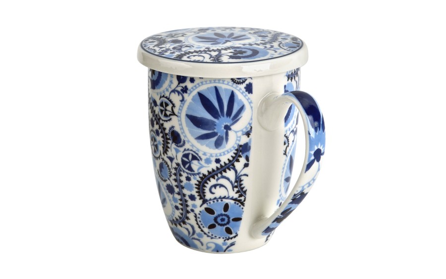 Kubek porcelanowy 360 ml z zaparzaczem Naresh Blue