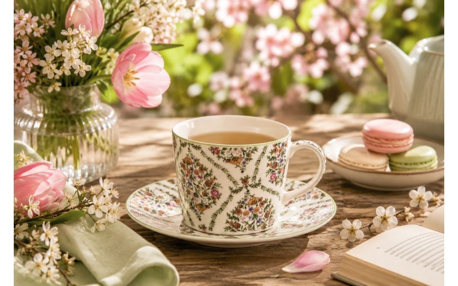 Filiżanka porcelanowa 240 ml + spodek Fiori