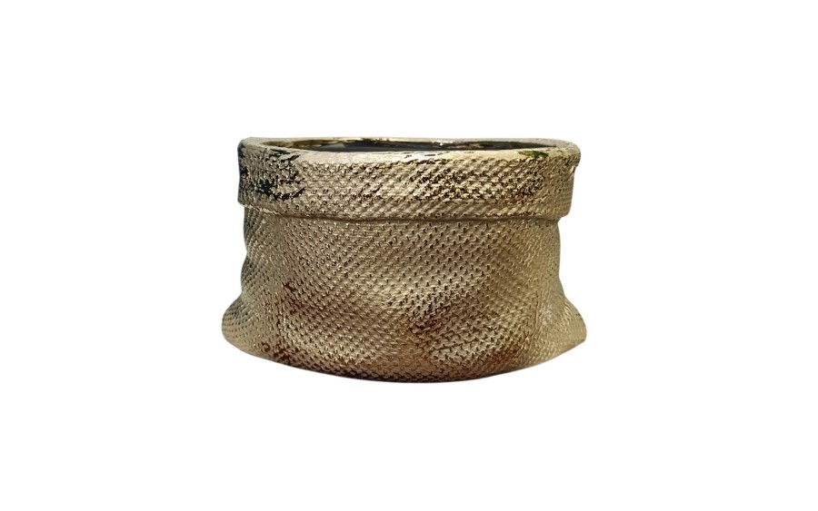 Osłonka ceramiczna złota 20x18x12 cm JK0477