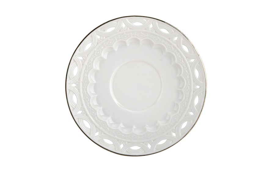 Komplet filiżanek 6x250 ml Veroni Nina ecru złoto | Elegancki prezent ślubny i na Dzień Matki