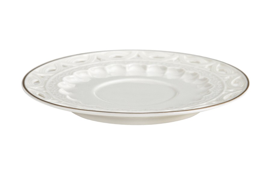 Komplet filiżanek 6x250 ml Veroni Nina ecru złoto | Elegancki prezent ślubny i na Dzień Matki
