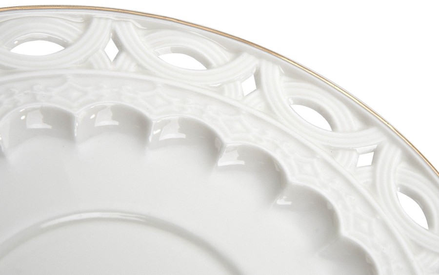 Komplet filiżanek 6x250 ml Veroni Nina ecru złoto | Elegancki prezent ślubny i na Dzień Matki