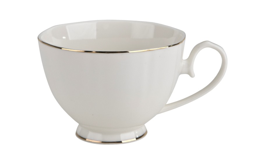 Komplet filiżanek 6x250 ml Veroni Nina ecru złoto | Elegancki prezent ślubny i na Dzień Matki