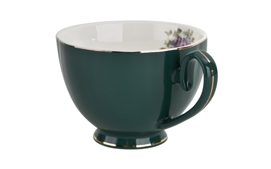 Komplet filiżanek 6x250 ml Veroni Royal Green| Elegancki prezent ślubny i na Dzień Matki