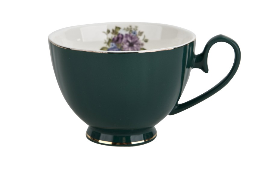 Komplet filiżanek 6x250 ml Veroni Royal Green| Elegancki prezent ślubny i na Dzień Matki