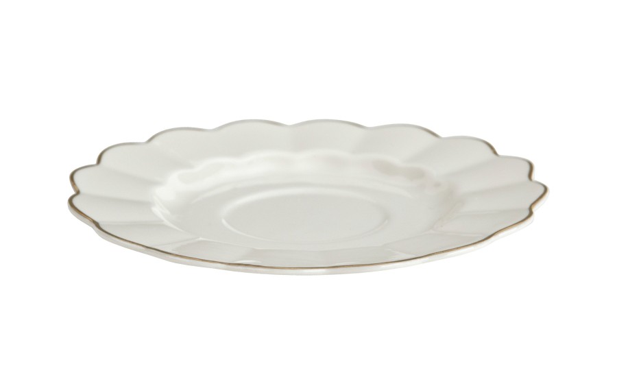 Komplet filiżanek 6x250 ml Veroni Nina ecru złoto | Elegancki prezent ślubny i na Dzień Matki